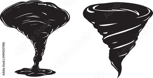 Tornado Silhouette Vector - Weather, Disaster, Storm Funnel