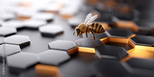 High-Detail Bee Landing on Honeycomb Cell