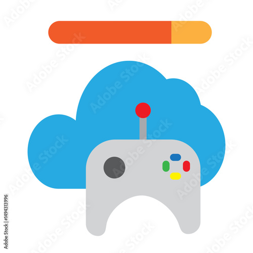 Cloud Gaming Vector Flat Icon Design