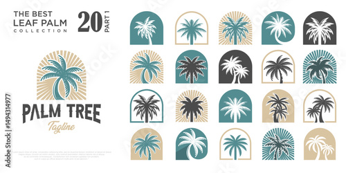 Palm vintage icon set logo design template . vector illustration
