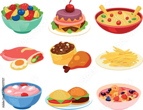 Isolated food set illustration with a transparent/no background.