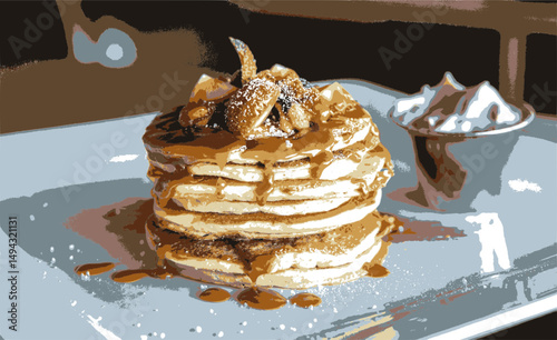 pancakes with chocolate illustrates 