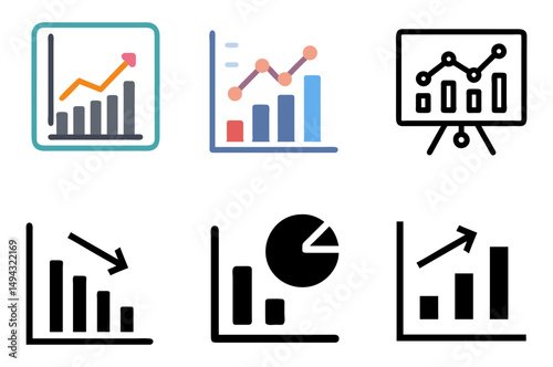 Graph Icon Set For Data Visualization, Analytics, And Business Design Concepts photo