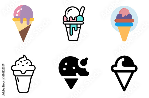 Frozen Treat Symbol Vector Set For Food, Snack, And Summer Fun Themes