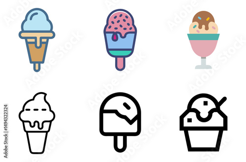 Ice Cream Icon Set For Dessert, Summer, And Sweet Food Design Concepts