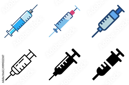 Syringe Symbol Vector Set For Medicine, Immunization, And Clinic Themes