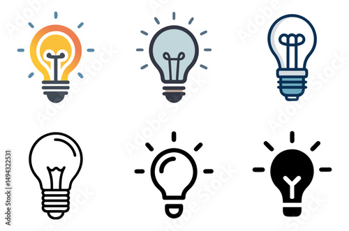 Idea Symbol Vector Set For Inspiration, Technology, And Energy Themes