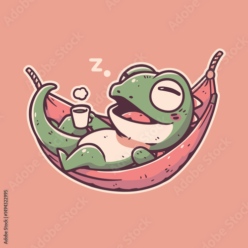 Relaxed Lizard Napping in Hammock