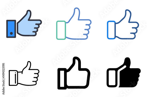 Like Hand Icon Set For Social Media, Approval, And Feedback Design Concepts