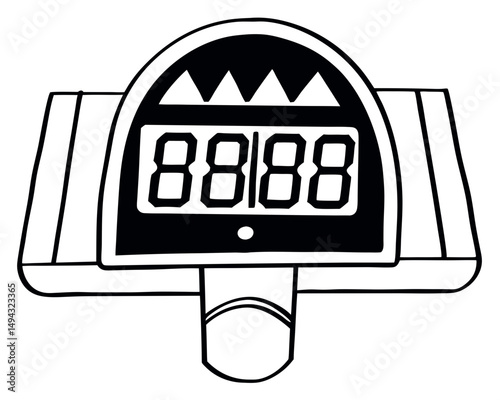 Black and White Isometric Vector Illustration of a Digital Scoreboard or Timer Display
