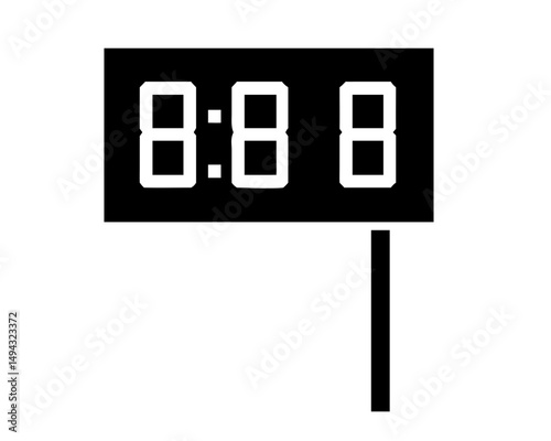 Black and White Isometric Vector Illustration of a Digital Scoreboard or Timer Display