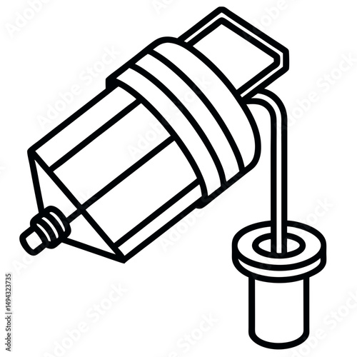 Black and White Vector Illustration of a Sink Drain Trap Pipe Installation