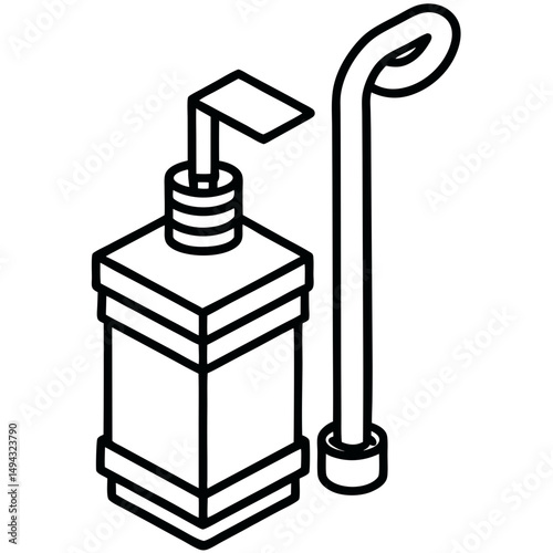 Black and White Vector Illustration of a Sink Drain Pipe or Plumbing Trap