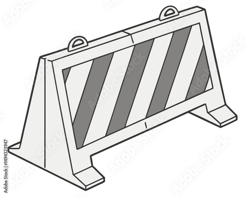 Construction Barrier with Red and White Stripes, Vector Roadblock Illustration