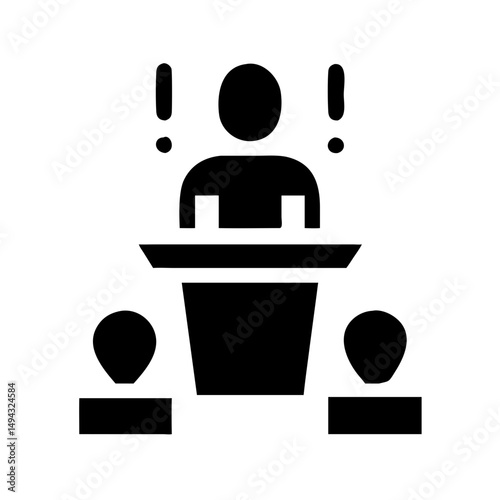 Minimal Silhouette Vector Illustration of a Speaker or Teacher Addressing an Audience