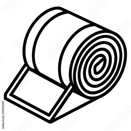 Black and White Vector Illustration of a Toilet Paper Roll with Perforation Marks