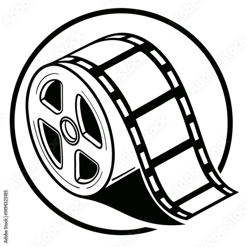 Black and White Vector Illustration of a Toilet Paper Roll with Perforation Marks