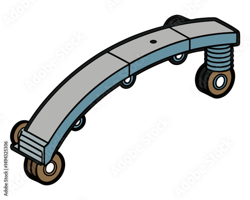  Colored Vector Illustration of a Vehicle Leaf Spring Suspension System