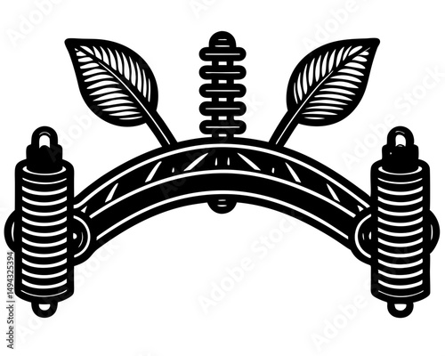 Black Silhouette Vector of Vehicle Leaf Spring Suspension System