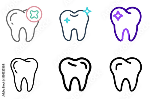 Tooth Icon Set For Dental, Oral Care, And Health Design Concepts