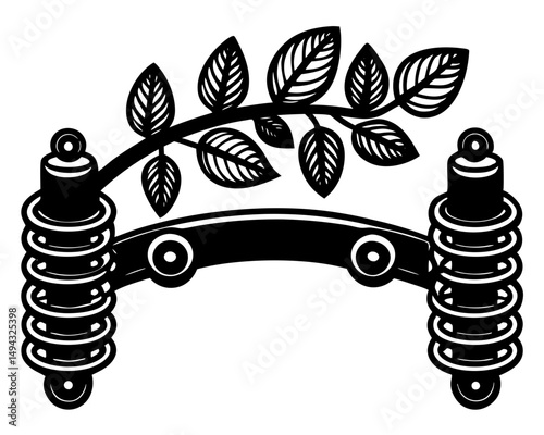 Black Silhouette Vector of Vehicle Leaf Spring Suspension System