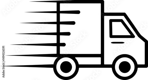 fast delivery shipping truck outline icon with speed lines