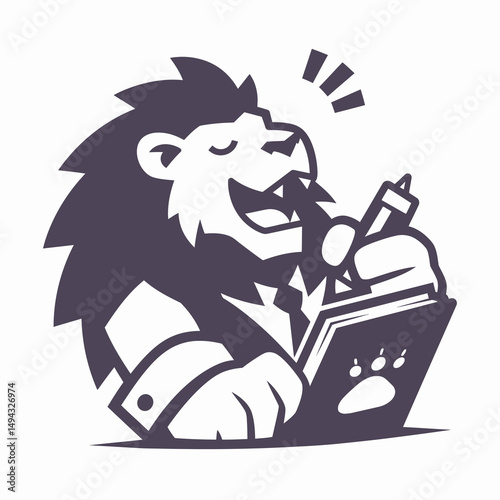 Happy Lion Author Signing Book with Pawprint