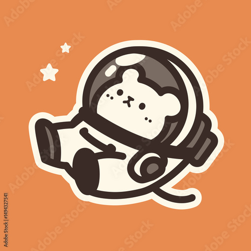 Simple Bear Astronaut Drifting in Starry Space