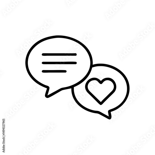 Speech bubbles with heart icon, emotional expression and communication aid