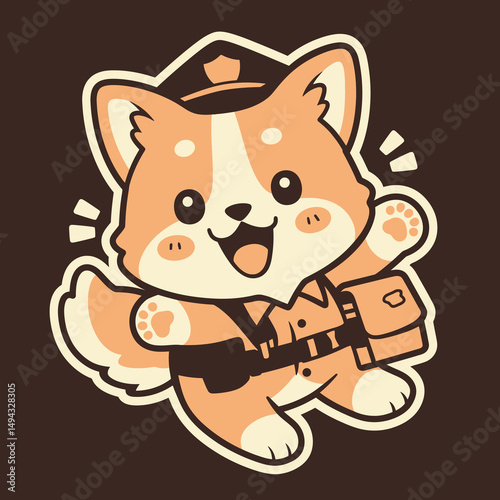 Corgi Mail Carrier Delivering Post with Satchel