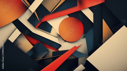 Dynamic Composition: An Abstract Geometric Design with Bold Color Palette