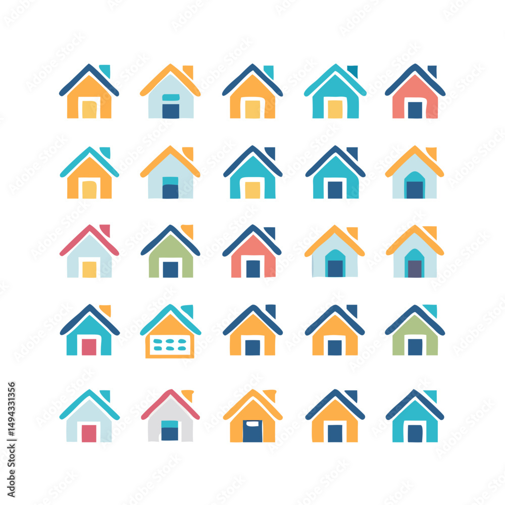 Fototapeta premium icons santa visit christmas house décor set. House icon set. Home vector illustration sign. Hotel symbol. House vector icon set. home illustration sign collection. building symbol.
