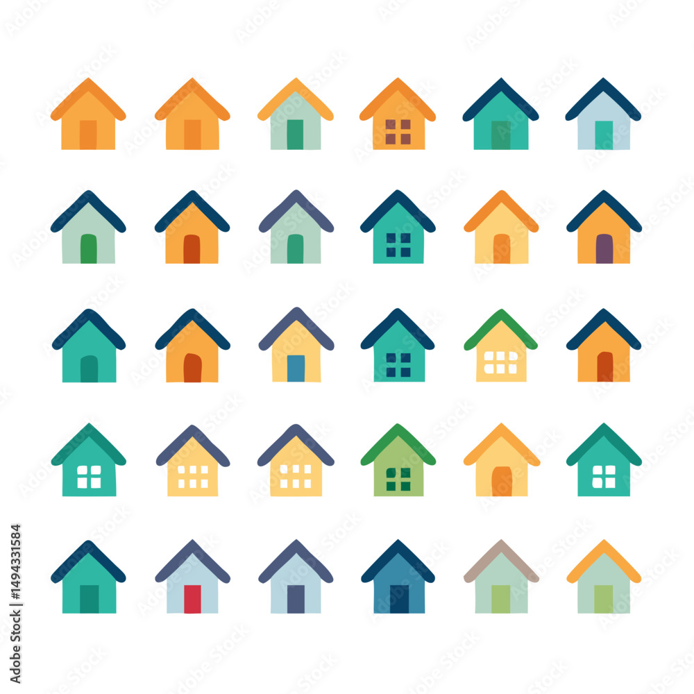 Fototapeta premium icons santa visit christmas house décor set. House icon set. Home vector illustration sign. Hotel symbol. House vector icon set. home illustration sign collection. building symbol.