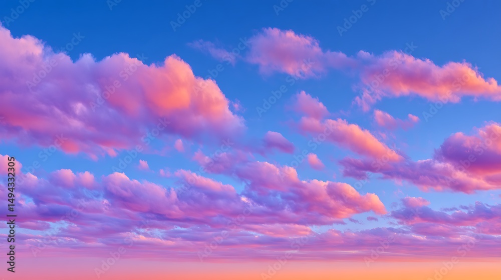 Obraz premium Colorful sky at sunset with pink and purple clouds creating a vibrant scenic atmosphere view