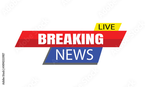  Breaking news background banners set. Breaking news, live broadcast, news screensaver on white background.