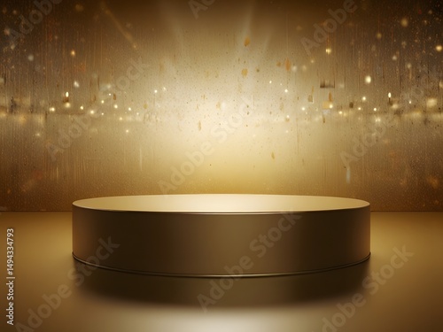 gold podium with spotlight