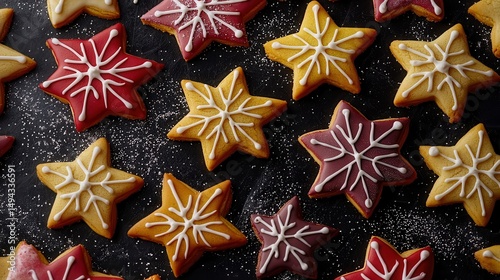 Festive StarShaped Cookies with Snowflake Icing
