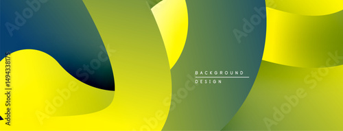 Abstract fluid shapes, vibrant gradients. Yellows, greens, blues blend smoothly. Modern design element for backgrounds, presentations.
