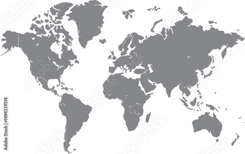 Simple Gray World Map for Global Presentations