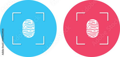 Blue and red illustration. Vector isolated on a white background. Security concept. Identification fingerprint icon vector. 