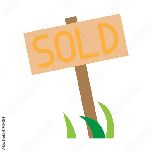 Sold Sign Vector Flat Icon Design
