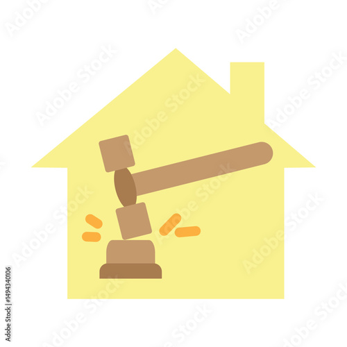 Real Estate Auction Vector Flat Icon Design
