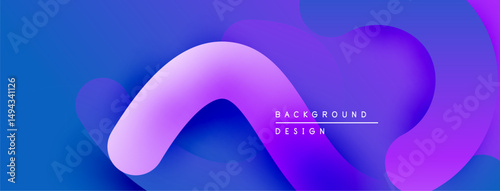 Abstract fluid shapes, vibrant purple hues blend into deep blues. Modern design evokes movement, energy, visual appeal.
