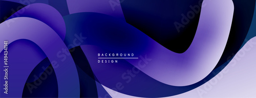Abstract fluid shapes, gradients, deep blues, purples create dynamic background. Modern design element for projects.