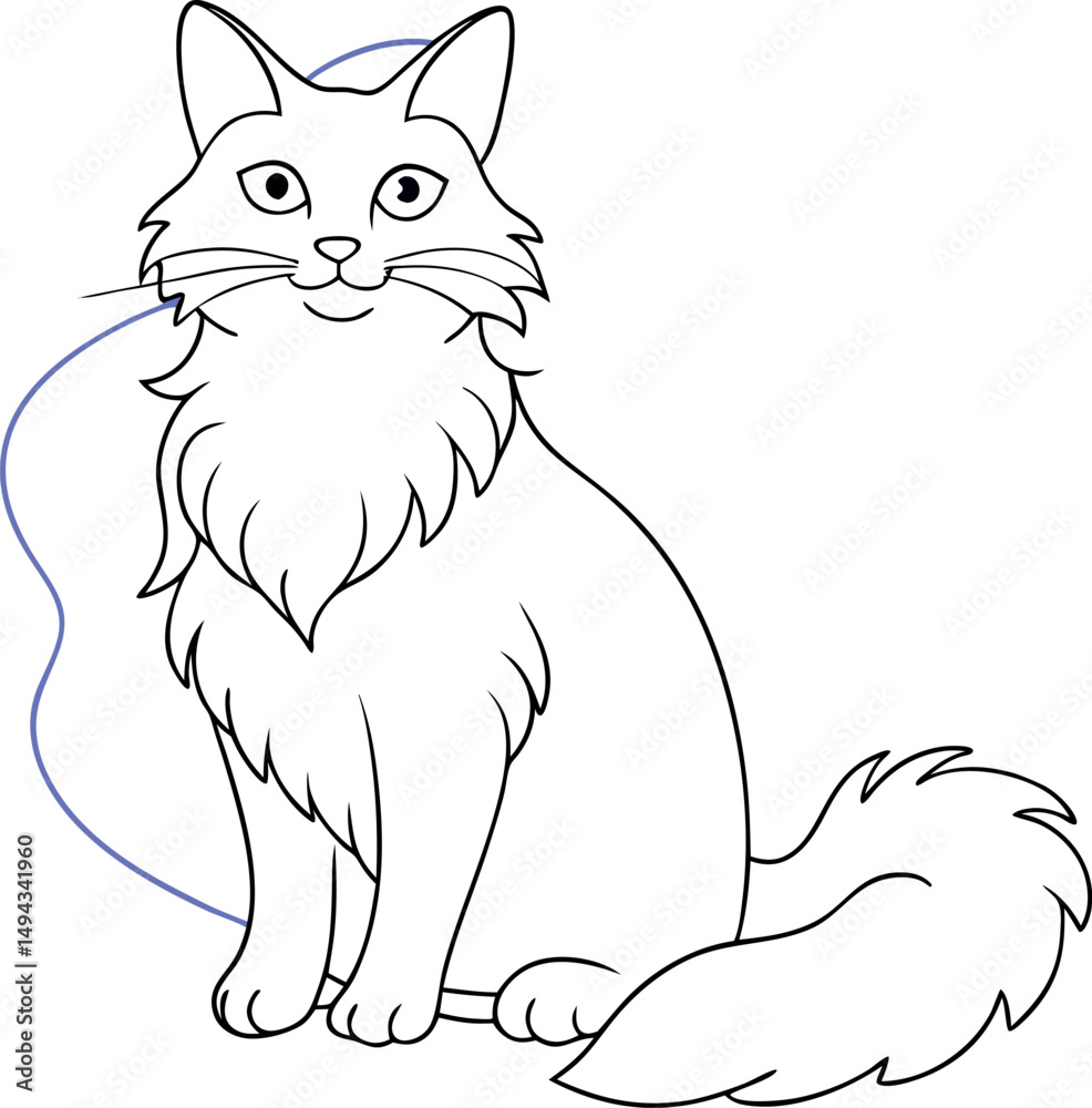 Obraz premium Elegant Line Drawing of Angora Blonde Cat Vector Art