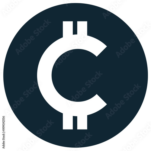 Cryptocurrency icon vector for digital coin, blockchain, or virtual currency. Ideal for financial apps, crypto trading platforms, and decentralized finance visuals.