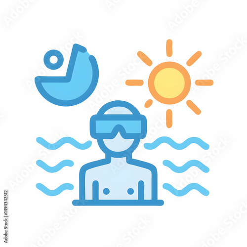 Day & Night Swimming: Pool, Ocean, Water Sports, Summer, Sun, Moon, Diving Goggles, Swim Gear