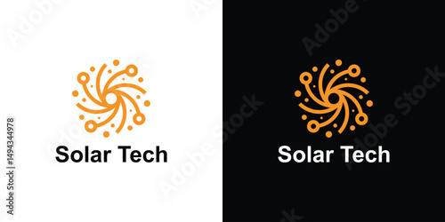 logo design combination solar and technology,sun,energy,future,design creative,elegant