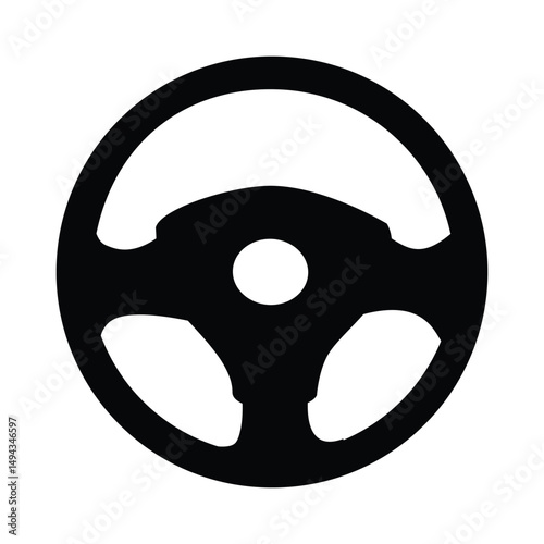 Truck steering wheel silhouette vector flat illustration design