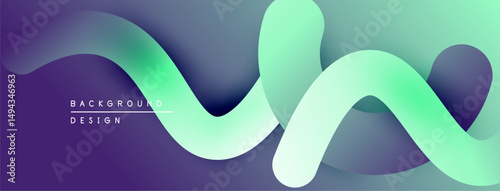 Abstract wavy shapes, vibrant gradients. Purple, teal hues blend smoothly. Modern design element for backgrounds.